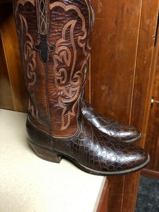 Lucchese Vintage American Alligator Belly Cowboy Western Boots 9d