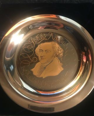 The John Adams Plate Limited Edition Solid Sterling Silver Inlaid With 24k Gold