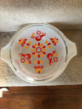Vintage Pyrex Set of 3 Covered Casserole Dish & Pattern Lids Friendship Bird Red 2