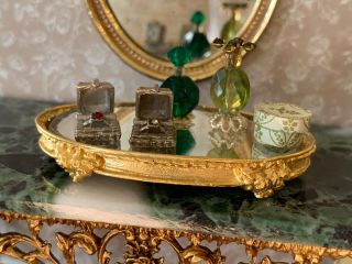 1990s Miniature Dollhouse Artisan 10k Gold Plated EUGENE KUPJACK Vanity Tray 11