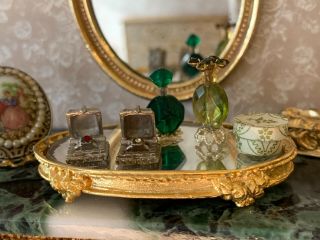 1990s Miniature Dollhouse Artisan 10k Gold Plated EUGENE KUPJACK Vanity Tray 5
