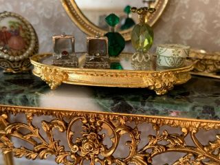1990s Miniature Dollhouse Artisan 10k Gold Plated EUGENE KUPJACK Vanity Tray 9