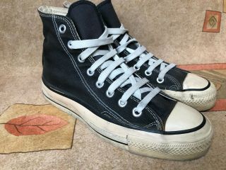 Vintage Black Canvas Converse All Star Chuck Taylor High Top Made In Usa Sz 7