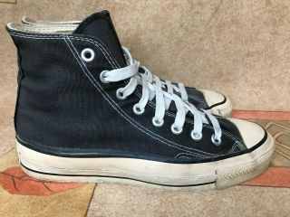 Vintage Black Canvas Converse All Star Chuck Taylor High Top Made in USA Sz 7 4