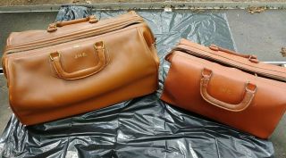 2 Vintage Zippo Grip Doctors Medical Leather Bags