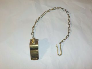 Vintage - Wwii Era - U.  S.  Army - Regulation - Solid Brass - Whistle With Chain