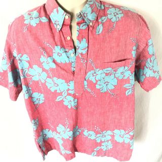 Reyn Spooner Mens Shirt Gold Label Hawaiian Vintage Reverse Fabric Large Cotton