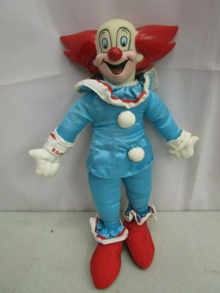 1995 Play - By - Play Bozo The Clown Plush Doll With Plastic Head 13 "