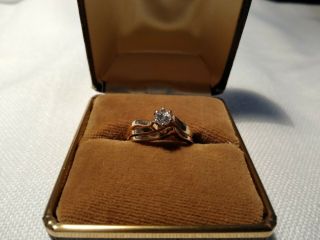 Vintage Art Carved Diamond Engagement Ring 14k Solid Gold Artcarved