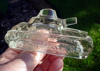 Glass U.  S.  Army Tank Star Candy Container 1940’s