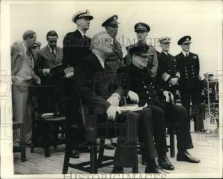 1941 Press Photo President Roosevelt,  Winston Churchill Meet Aboard British Ship