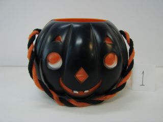 Very Rare Plastic Kokomold Jack O Lantern Halloween Candy Container Basket