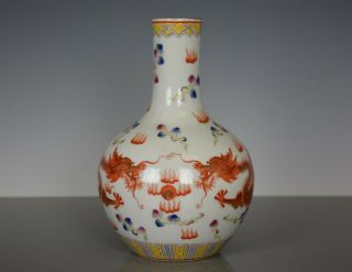 Stunning Antique Chinese Famille Rose Porcelain Vase Marked Qianlong Rare Sx0180
