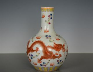 STUNNING ANTIQUE CHINESE FAMILLE ROSE PORCELAIN VASE MARKED QIANLONG RARE SX0180 2