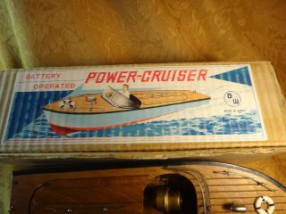 Vintage Battery Operated Power - Cruiser Boat Made In Japan w/ Box - S&H USA 5