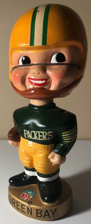 Vintage 1967 Green Bay Packers Bobble Head Nfl Football Nodder Japan Gold Base