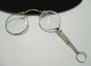 French Antique 800 Silver Slide Release Lorgnette Eyewear Pendant C.  1900