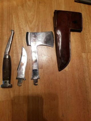 Vintage CASE XX Knife Hatchet Combo Sheath W/CASE ' S HATCHET AXE 2