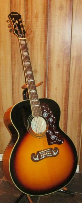 Epiphone Ej200 Jumbo Vintage Sunburst 6 String Acoustic Guitar
