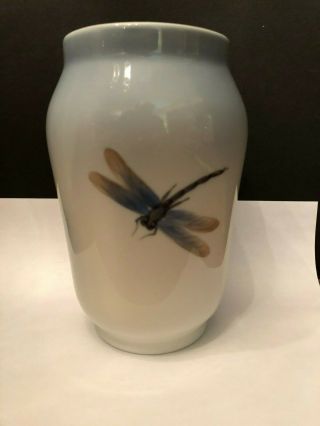 Rare Vintage Royal Copenhagen Vase 2669/108 with Water Lily and Dragonfly Motif 2