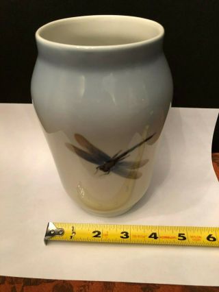 Rare Vintage Royal Copenhagen Vase 2669/108 with Water Lily and Dragonfly Motif 8