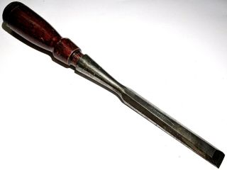 Rare Vtg 1/2 " Stanley No.  750 Socket Bevel Chisel Red Wood 9 " Woodworking Tool