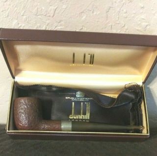 Vintage Dunhill (43032) Red Bark Smoke Pipe Sterling Mount W/carry Bag & Box