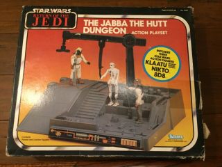 Vintage 1983 Star Wars Rotj Jabba The Hutt Dungeon W/ Box And Figures