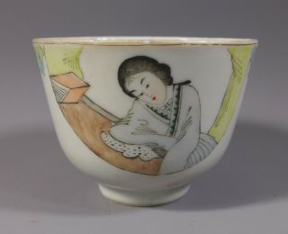 Antique Chinese Porcelain Calligraphy Hand Painted Tea Bowl