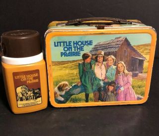 Vintage 1978 Little House On The Prairie Metal Lunch Box W Thermos Lunchbox