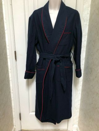 Brooks Brothers Vtg Navy Blue Pure Wool Mens Belted Robe Jacket Sz M