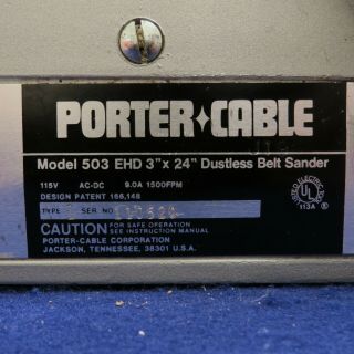 Vintage Porter Cable Model 503 EHD Heavy Duty 3 