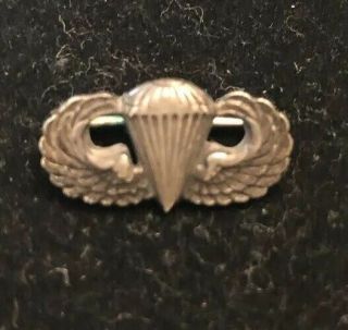 Ww2 Mini Parachute Qualification Sterling Pin (jumpwings) Us Army Military
