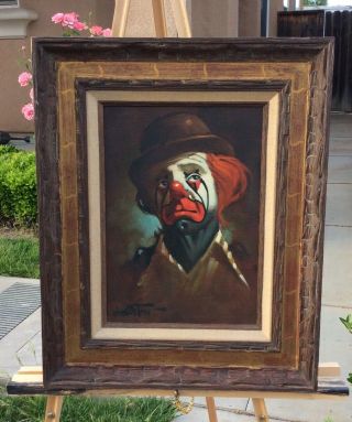 Vintage Clown Oil Painting By Chuck Oberstein