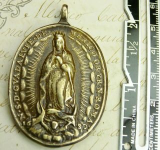 Antique Spanish Colonial O.  L.  Of Guadalupe & St.  Michael Archangel 1682 Medal