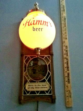 Hamm ' s beer sign vintage back bar lighted globe wall sconce light lamp canoe 3