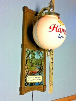 Hamm ' s beer sign vintage back bar lighted globe wall sconce light lamp canoe 4