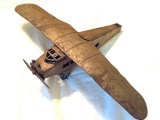 Large Vintage Antique " Little Jim " Tin Pressed Steel Airplane