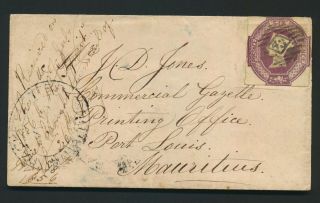 1856 Gb Qv Mauritius Cover Packet Letter Sg 61 6d Violet Embossed 4 Margin,  Rare