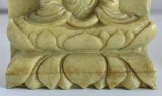 Antique Chinese Carved Mutton Fat Jade Soapstone Buddha Bookend Figures 8