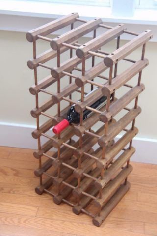 Vintage Mid Century Style Modular Wood Peg 24 Bottle Wine Rack Holder Display