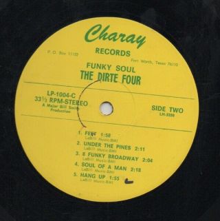 Texas Soul Funk Lp The Dirte Four - Funky Soul On Charay Rare Hear