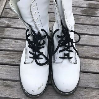 Doc Dr Martens White Leather Boots MADE IN ENGLAND Rare Vintage Mens US 10.  5 3