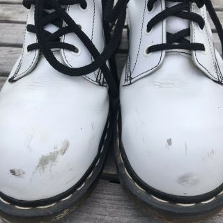 Doc Dr Martens White Leather Boots MADE IN ENGLAND Rare Vintage Mens US 10.  5 5