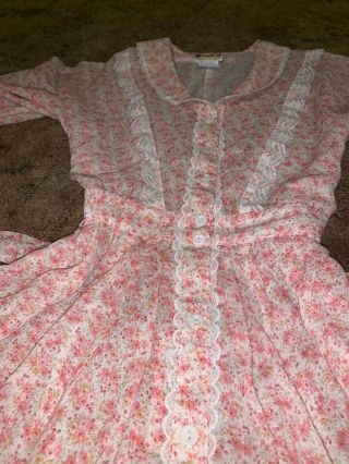 Vintage 70s Pink Gunne Sax Midi Prairie Dress 8