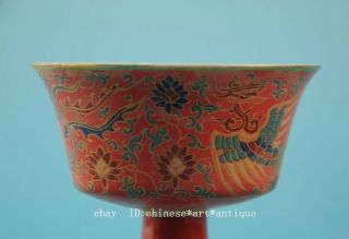 Chinese old porcelain famille rose phoenix tall foot cup /chenghua mark 49 b02 5