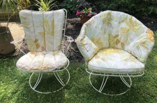 Vintage Homecrest Patio Chairs Set of TWO Barrel and Mid Back Mid Century 2