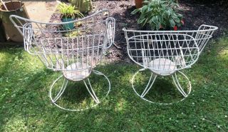 Vintage Homecrest Patio Chairs Set of TWO Barrel and Mid Back Mid Century 4