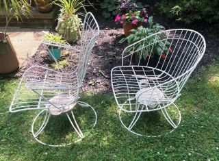 Vintage Homecrest Patio Chairs Set of TWO Barrel and Mid Back Mid Century 5