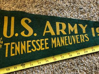 Vintage U.  S.  Army Tennessee Maneuvers 1943 Green & Gold Pennant 4